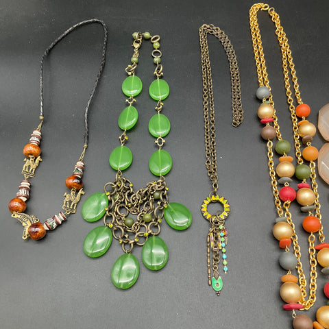 Vintage & Modern Boho Necklaces Jewelry Lot of 7 Beaded Glass Artisan Styles