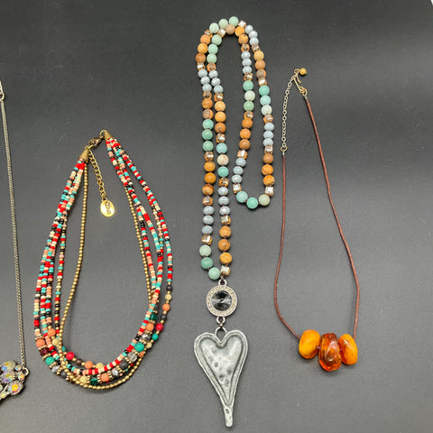 ZAD Coldwater Creek Mixed Style Jewelry Lot 8 Necklaces Rhinestone Beaded Flower