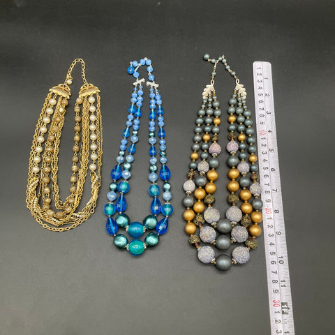 Vintage Napoli Signed & Multi-Strand Costume Jewelry Necklace Lot of 3