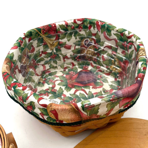Longaberger Basket Lot 4 Pieces Heart Oval Round Octagonal With Lids & Liners