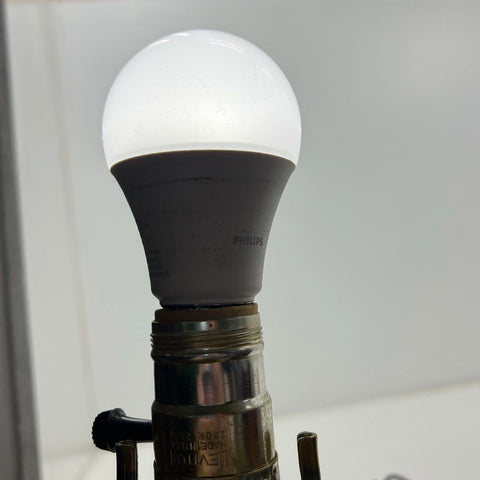 Vintage Italian Lead Crystal Brass Table Lamp Base Hollywood Regency Style