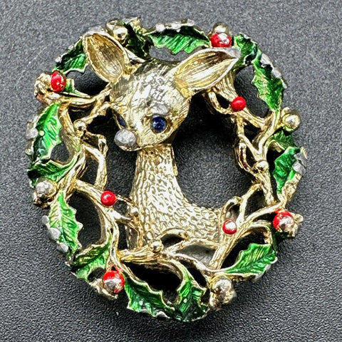Vintage Christmas Brooch Pin Lot of 9 Rhinestone Enamel Liz Claiborne Gerry's