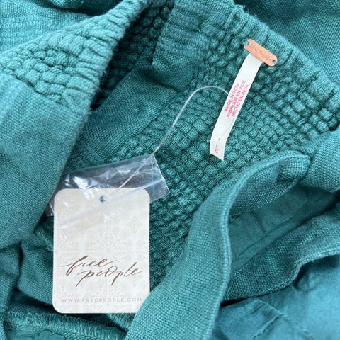 Free People Women's Green One Shoulder Tie Waist Textured Midi Dress Sz L NWT