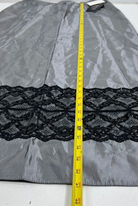 J.R. Nites Silver Black Vintage 90s NWT Taffeta 2pc Skirt Set Women's 14 16