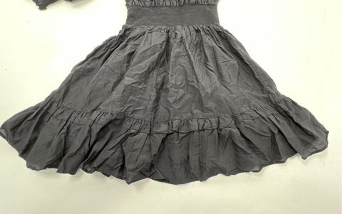 Magali Pascal Women's Black Smocked Puff Sleeve Ruffle Mini Dress Size XL
