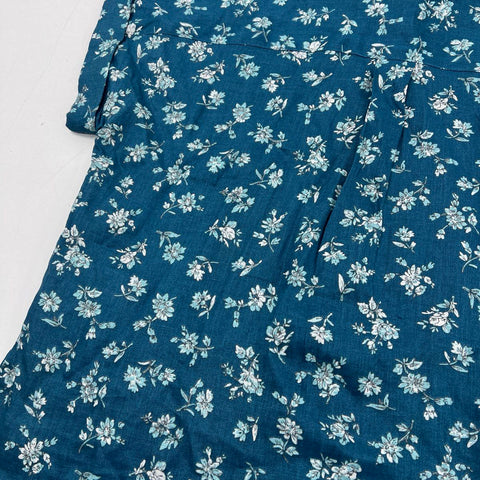 Lauren Ralph Lauren Women's Floral Linen Button Down Shirt Indigo Blue NWT Sz M