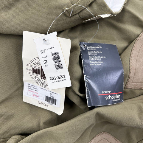 Miller's Women's Beige Schoeller Stretch Side Zip Breeches Jodhpurs Sz 32R NWT