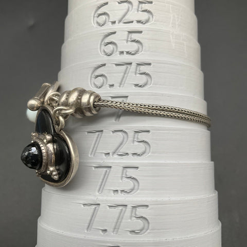 Brighton Silver Tone Scroll Bangle & Heart Charm Toggle Bracelet Lot 2pc