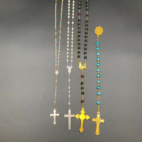 Catholic Rosary Prayer Beads Lot of 4 St. Benedict Mary Jesus Italy Metal Glass
