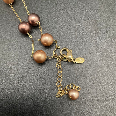 J. Jill RMN Faux & Cultured Pearl Jewelry Lot 7 Champagne Brown Tone Necklaces