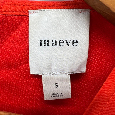 Maeve Women's Red A-Line Sleeveless Pleated Front Zip Back Pocket Dress Sz S