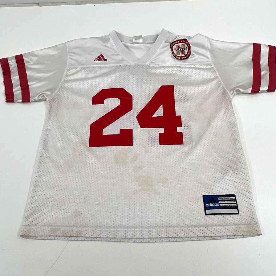 Adidas Nebraska Huskers White #24 Football Mesh Jersey Youth Size YL
