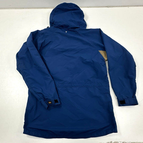 Vintage 90s REI Mountain Parka Hooded Jacket Blue Khaki Trim Sz XL