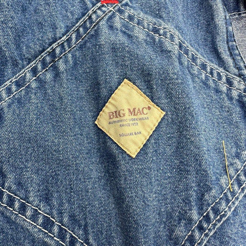 Vintage 90s Big Mac Denim Bib Overalls Distressed Workwear Sz 50x36