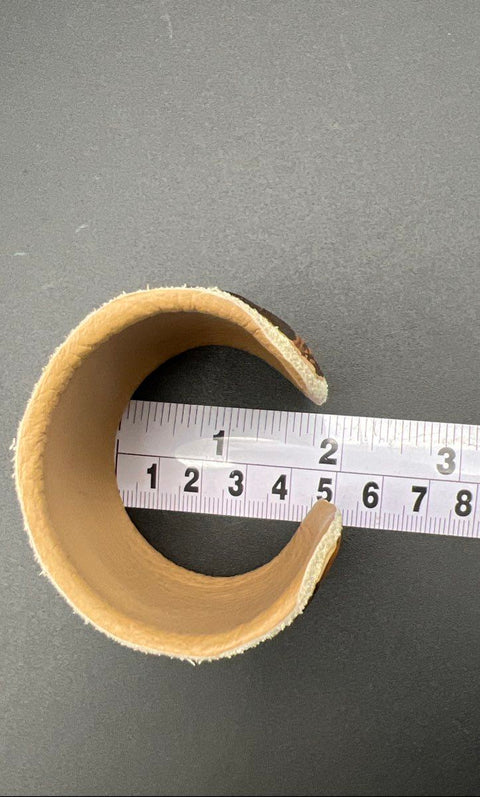 Annie Hammer Lot of 2 Tooled & Croc Embossed Leather Cuff Bracelets Signed