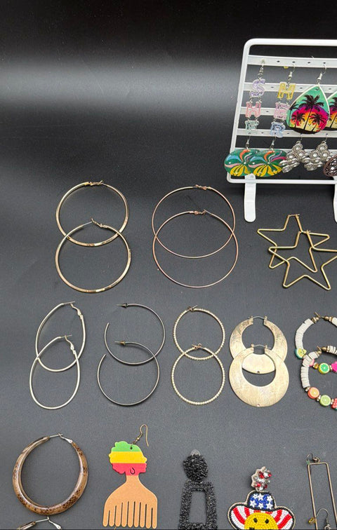 Vintage to Modern Mixed Fashion Earrings Lot 1 lb Hoops Dangles Novelty Pieces