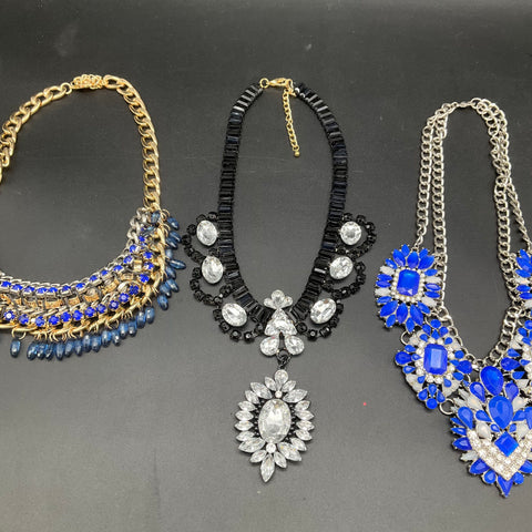 Fashion Statement Necklace Lot of 4 Bib Collar Rhinestone Crystal Beaded