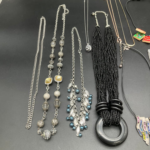 Mixed Jewelry Lot of 15 Necklaces Vintage and Modern Costume Chicos Beaded