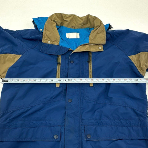 Vintage 90s REI Mountain Parka Hooded Jacket Blue Khaki Trim Sz XL