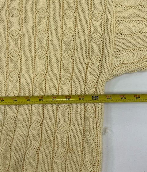 Vintage Women's Tony Lambert Light Yellow Cable Knit Pullover Sweater - Medium