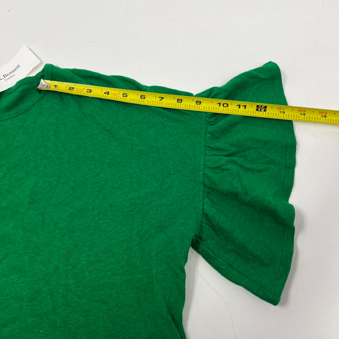LK Bennett NWT TJ Gwyneth Green Ruffle Sleeve Linen Blend Top Womens L