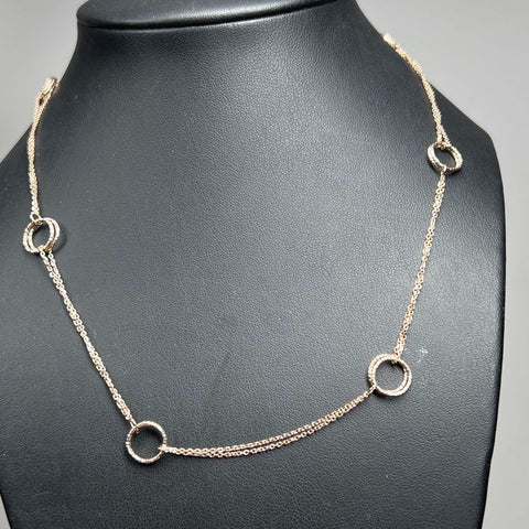 Rose Gold 925 Sterling Silver Rings Chain Necklace