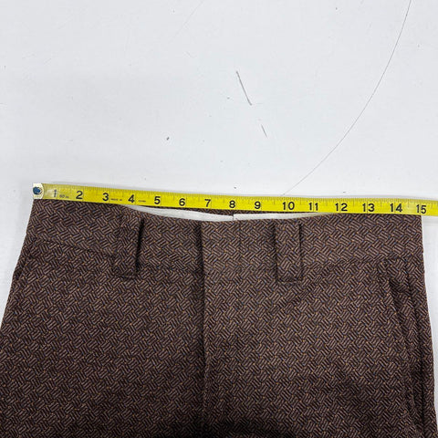 Vintage 70s Farah Men's Brown Herringbone Cuffed Trousers Made USA