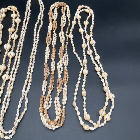 Vintage Shell Necklace Lot of 5 Cowrie Rice Shell Island Beach Jewelry