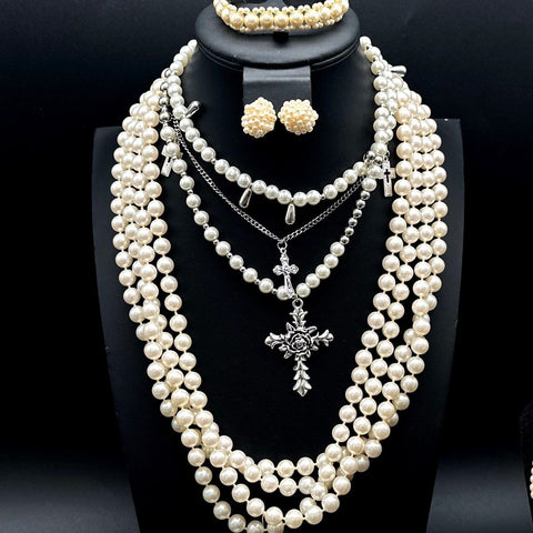 Talbots & Unbranded Faux Pearl Costume Jewelry Lot Necklaces Bracelets 10pc