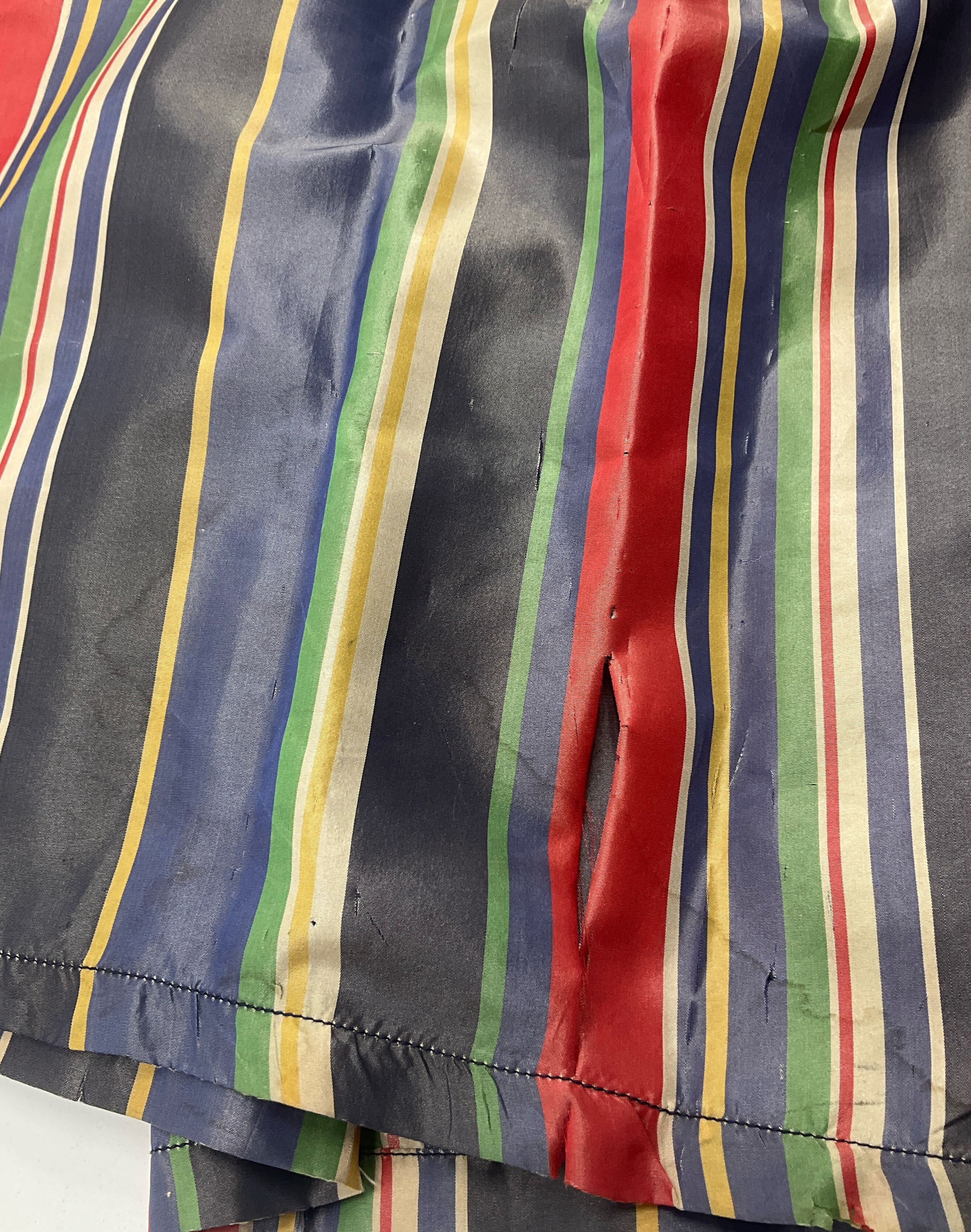 Antique Striped Taffeta & Black Double Layer Crinoline Skirt XXS Poor Condition