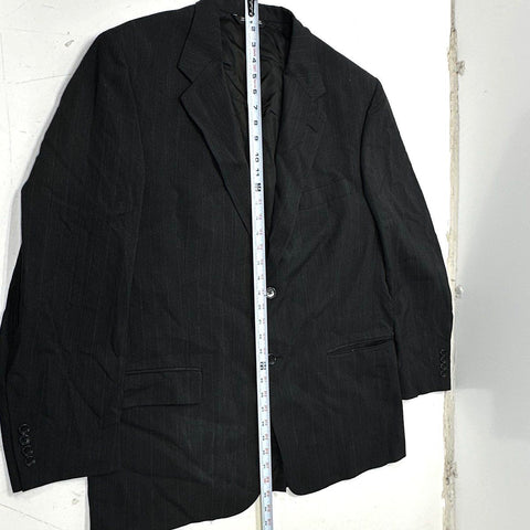 Vintage 90s Evan Picone Men's Black Pinstripe Suit Jacket Blazer Made in USA 46R