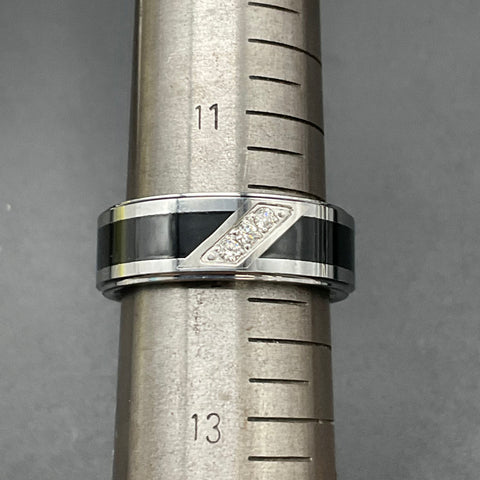 Brilliance Tungsten Carbide 1/10 CTTW Diamond Two-Tone Band Size 12