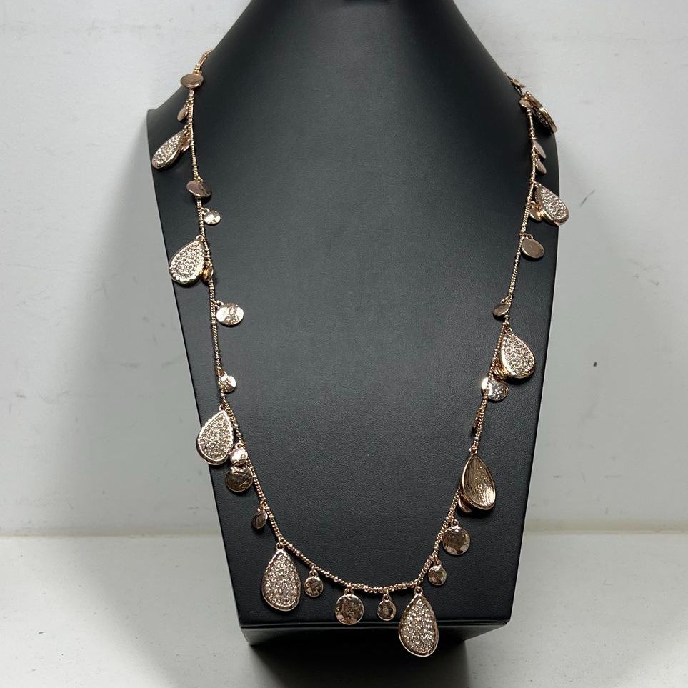 Ann Taylor Rhinestone Rose Gold tone Necklace