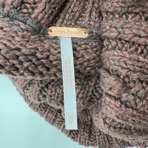 Free People Brown Cable Knit Turtleneck Sweater Tunic Dress Womens XS