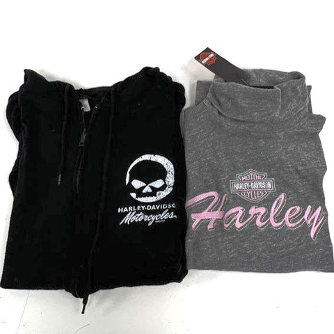Lot of 2 Harley-Davidson Womens Tops Hoodie Turtleneck Sz L & XL
