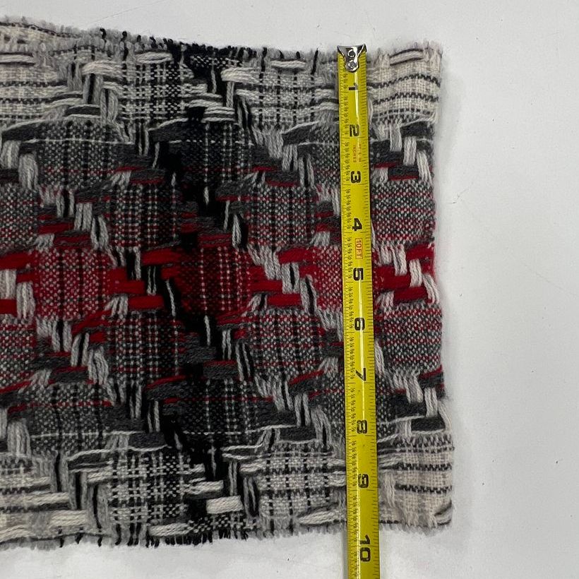 Charter Club 100% Cashmere Scarf Red Black Gray Plaid Woven Fringe Women's