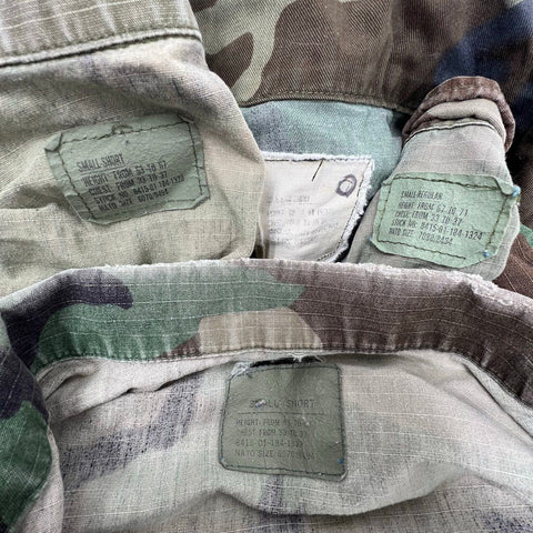 Vintage US Army BDU Woodland Camo Lot of 5 Shirts Pants Men's Size Small