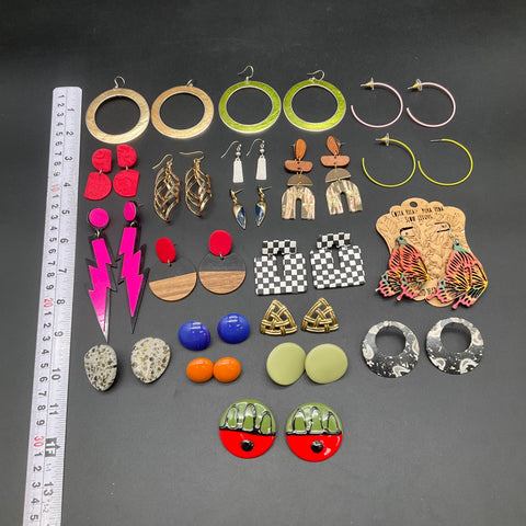 Mixed Fashion Earrings Jewelry Lot 20 Pairs Pierced Geometric Acrylic Boho
