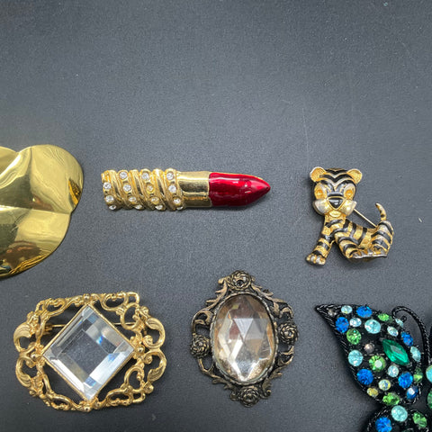 Vintage West Germany Costume Jewelry Lot of 15 Brooches Animals Musical Themes