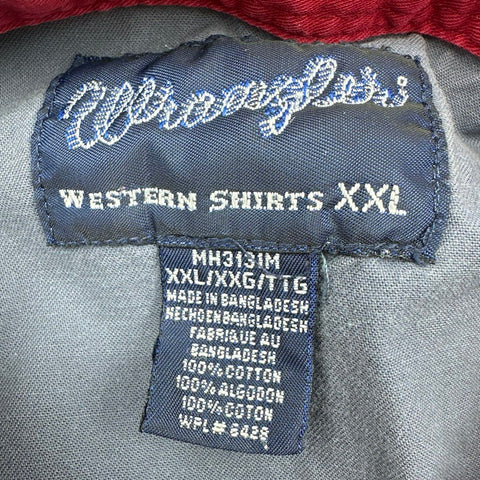 Wrangler Men's Red Blue Colorblock Southwest Geometric Western Snap Shirt Sz XXL