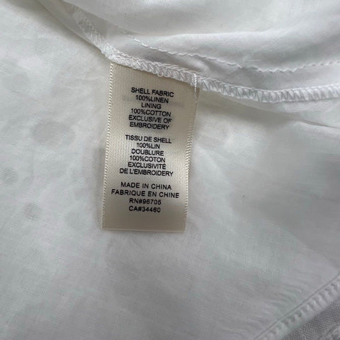 Rebecca Taylor Women's Sarah Dress White Linen Eyelet Puff Sleeve Size 0 NWT