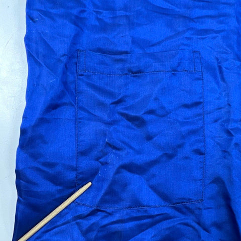 Vintage 90s Golden Dragon Hand Embroidered 100% Silk Robe Blue Sz M