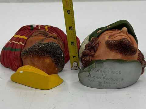 Vintage Legend Products Robin Hood & Bossons Punjabi Chalkware Wall Head Lot