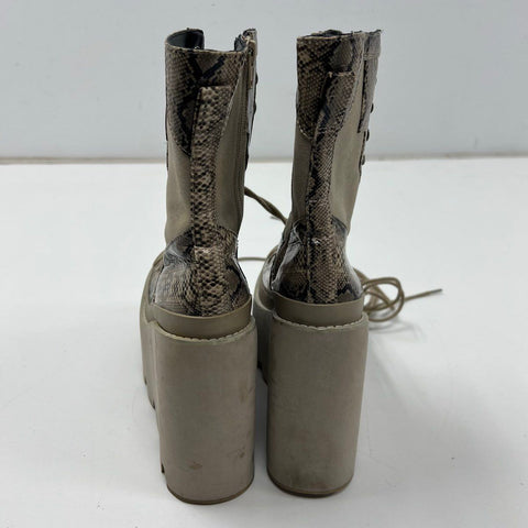 Club Exx Rattler Grip Snakeskin Platform Wedge Combat Boots Women's Size 7