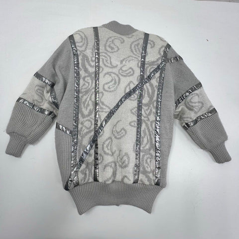 Vintage 80s Pioneer Wear Metallic Puffy Lurex Bomber Sweater Jacket Sz 12