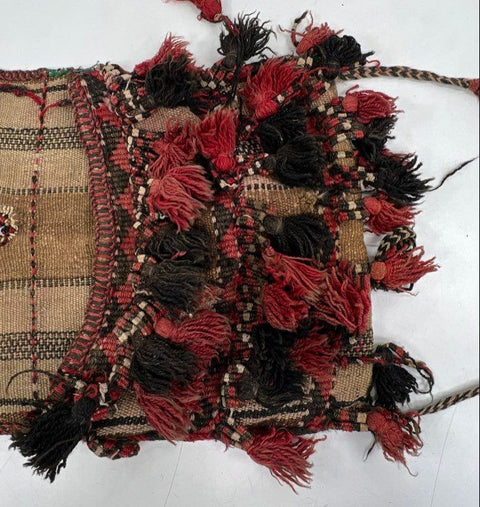 Vintage Middle Eastern Hand Woven Wool Tribal Camel Saddle Bag Tassels