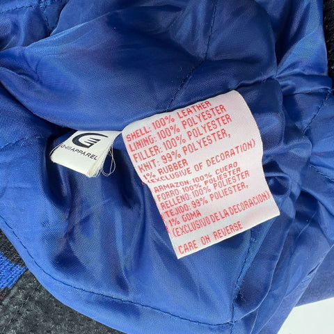 Vintage 90s G-III NFL Men's NY Giants Leather Suede Bomber Jacket Black Blue M