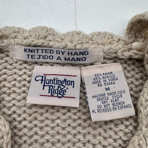 Vintage 90s Huntington Ridge Hand Knitted Ramie Blend Floral Sweater Sz M