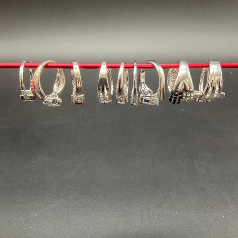 Fashion Costume Jewelry Lot of 9 Silver Tone Rings Various Styles Sizes
