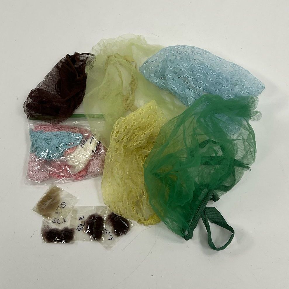 Women's Vintage Colorful Hair Nets Lot Synthetic Material Green Brown Yellow Net